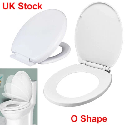 Soft Close Toilet Seat White Bathroom O Shape WC Heavy Duty Seats Anti Slam UK