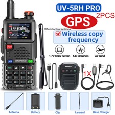 2PC Baofeng 5RH PRO GPS FM Walkie Talkie Multi Band Two Way Radio NOAA 108cm Kit