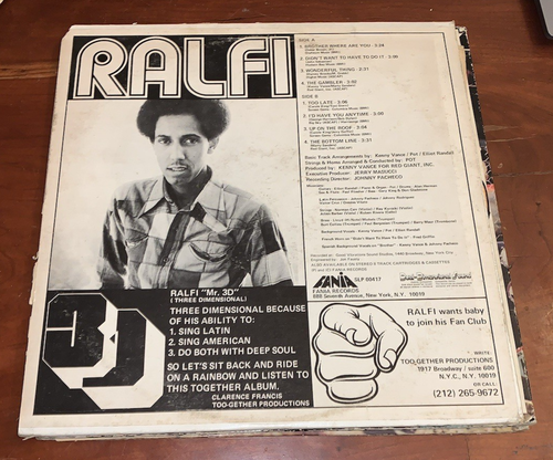 Ralfi Pagan Lot (5) Fania S/T With Love I Can See Take Me Rare Latin Funk Soul - Picture 10 of 18