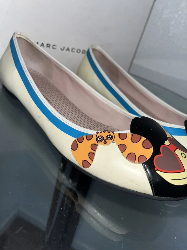 Marc by Marc Jacobs Niña Gato Cuero Ballet Planos Zapato Charol Suela de Goma 40 Foto 4 de 4