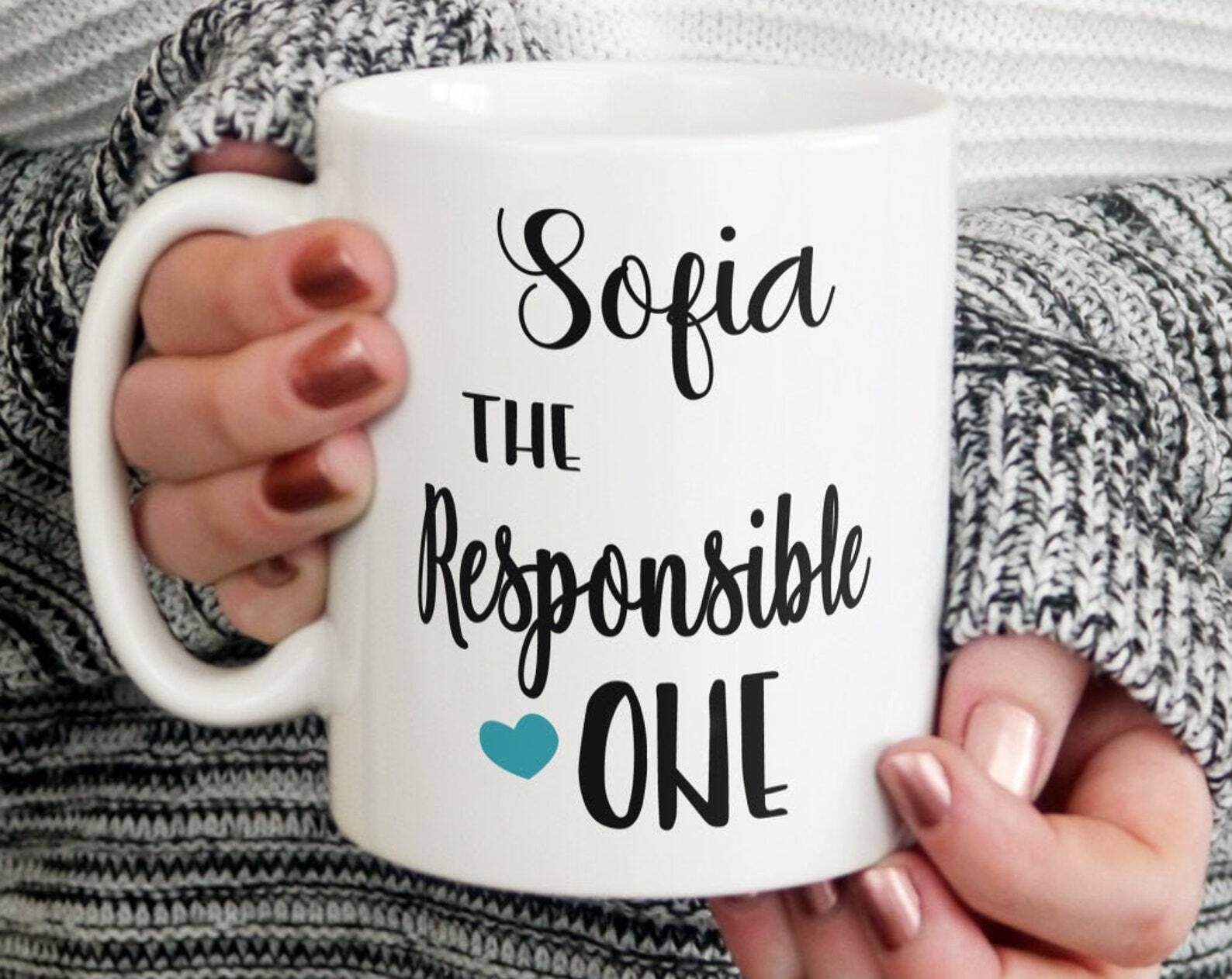 Personalised The Responsible One Heart Design Mug Gift For Her Gift For Him