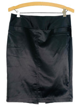 Vintage 1990s black satin mini skirt, Y2K low rise pencil STUDIO Y NWT S 5 6