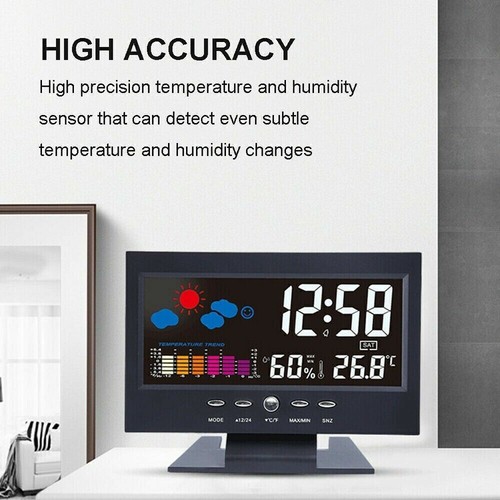 Digital Alarm Clock Snooze Calendar Thermometer Hygrometer Weather Display - Picture 9 of 17