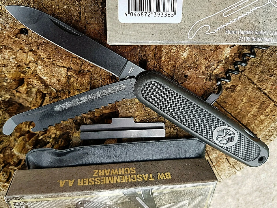 6 in1 Schwarzes BW Taschenmesser Notfallset Armee Outdoorset Messer Bunderwehr - Bild 2 von 4