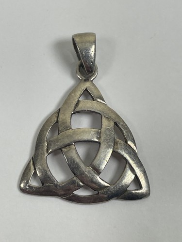 Vtg Solid Sterling Silver 925 Triangle Bohemian Braided Pendant Jewelry Mexico