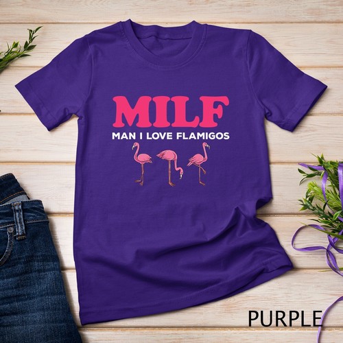 Man I love Flamingoes - Milf Premium Unisex T-shirt - Picture 11 of 15