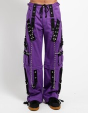 Men's Gothic Purple Cotton Gothic Dark Cuff Pants, Men's Fashion Gothic Pants 