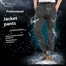Men’s Women’s Tactical Soft Shell Fleece Lined Waterproof Pants Trousers Jeans M