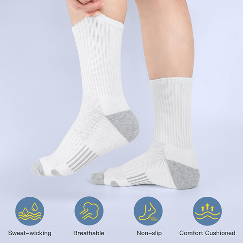 Athletic Socks Cushion Running Socks Performance Breathable Crew Socks Outdoor S - Picture 2 of 12