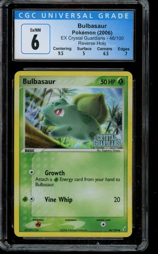CGC 6 EX/NM Pokemon Bulbasaur Crystal Guardians Reverse Holo 46/100 2006