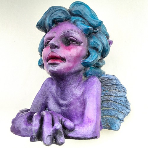 Angel Sculpture in Weatherproof Concrete, Angel Taking a Cigarette Break - Picture 4 of 14
