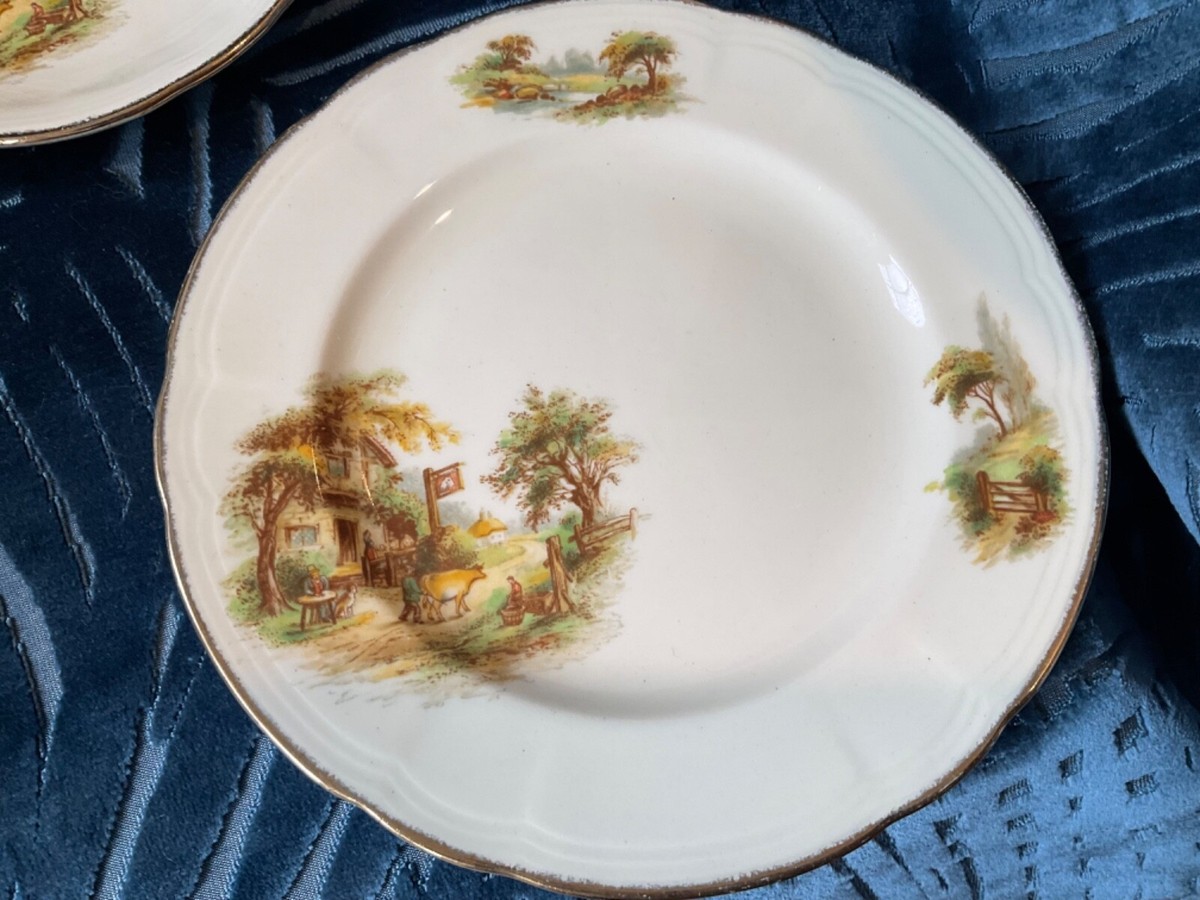 イギリス　ヴィンテージ　「Alfred Meakin」C&Sトリオ　２セット Vintage Alfred Meakin trio, cup,saucer & plate, rustic