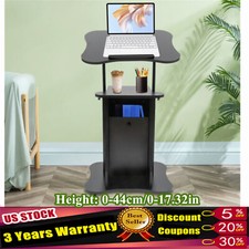 Floor Standing Pulpit Adjustable Height Lectern Podium w/ Wheels and Storage