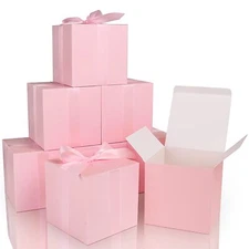 Small Gift Boxes 25 Pack 5x5x5 inches Pink Gift Boxes with Lids for Gifts Cra...