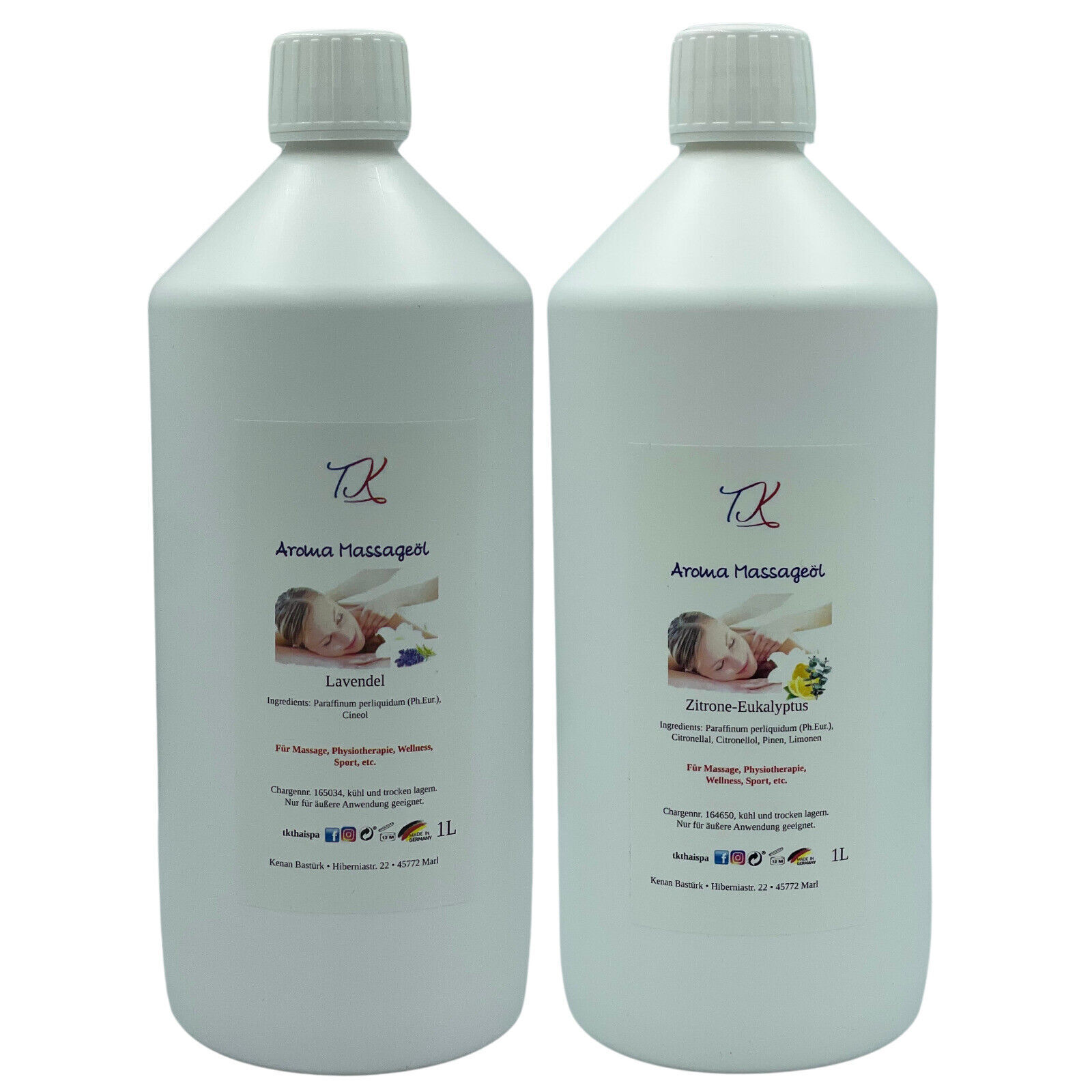 Aroma Massageöl 2x1L Set für Massage, Physiotherapie, Wellness Sport, SPA etc. i