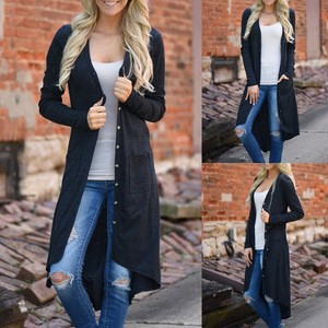 Women-Mid-Length-Drape-Open-Front-Asymmetrical-Pockets-Cardigan-Loose-Drape-Coat