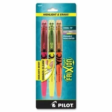 3 PACK Pilot FriXion Erasable Highlight Erase Chisel Tip Assorted Inks 46507