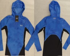 UNDER ARMOUR ColdGear Infrared Men's S Compression hoodie Top 1387387 80 Blue