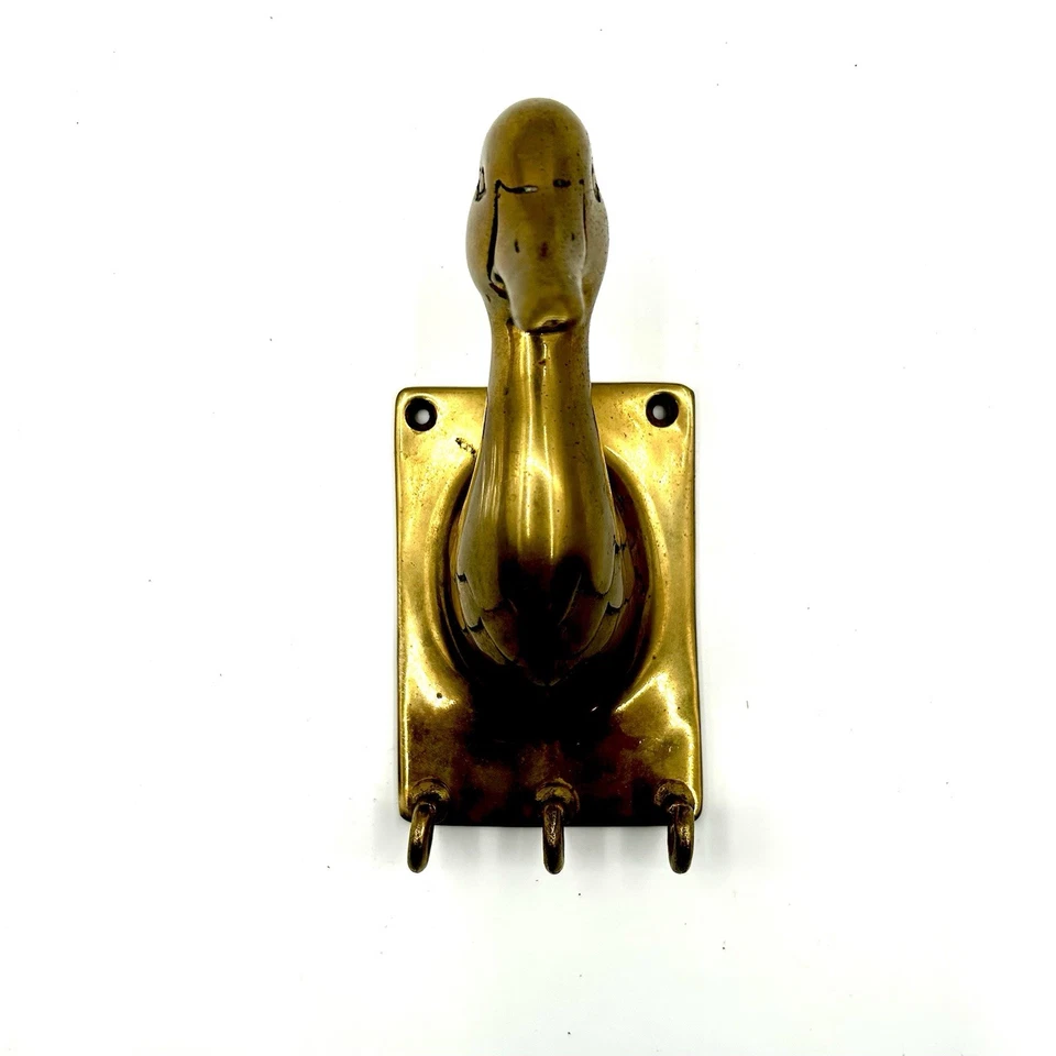 Vintage Mid-Century Brass Duck Key/Coat/Hat Wall Mount Hook - Image 2 of 4