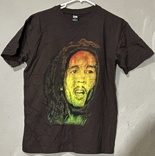 Vintage 1985 Bob Marley Jamaican Reggae Music Icon Hippie T-Shirt Brown New S