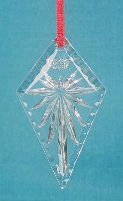 Vintage 1987 Lead Crystal Star Ornament w/ Red Ribbon ~ Western Germany 3.25''