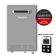 FOGATTI Tankless Water Heater Outdoor 16L 5.1GPM 120,000 BTU Instant Whole House