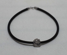 Bracciale Caucciù e Oro Bianco Titolo 750 -ref gf046-