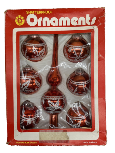 Vintage Schwanen Kugeln | bruchsicher 60er/70er Jahre Weihnachten | rot Deko Ornamente