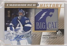 2021 SP Game Used Embroidered in History 12/15 Andrei Vasilevskiy #16 Auto h1f