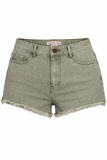 Sincerely Jules Sage Green High Rise Denim Shorts 7 /27 Frayed Hem NWT Boho