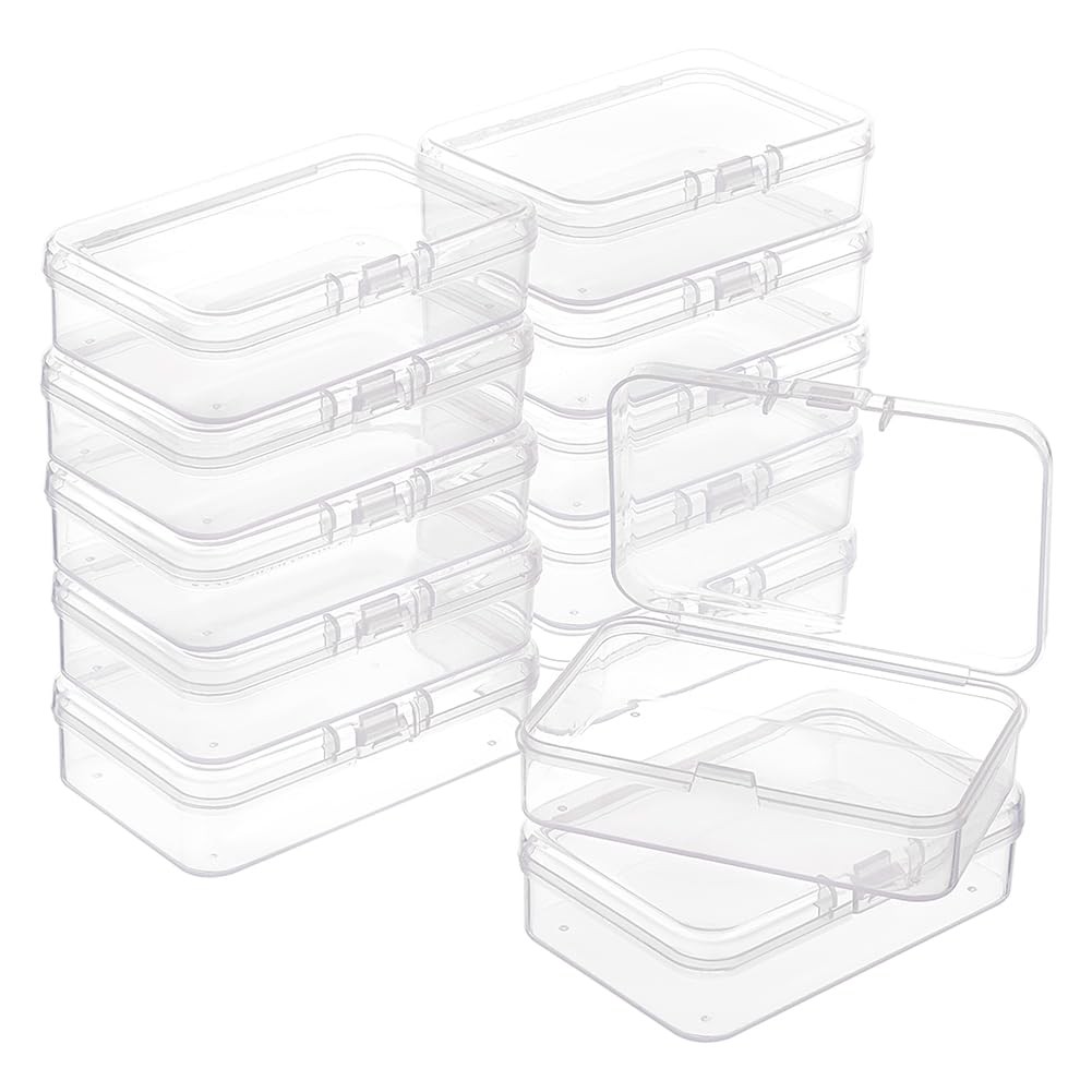 12 Packs Rectangle PP Plastic Container Box 3x2x0.8inch Bead Storage Organizer