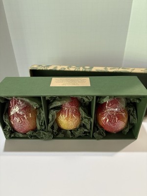 White Barn Holiday CANDLES Sugared PEAR Red Orange Yellow - 3 in Box-Christmas