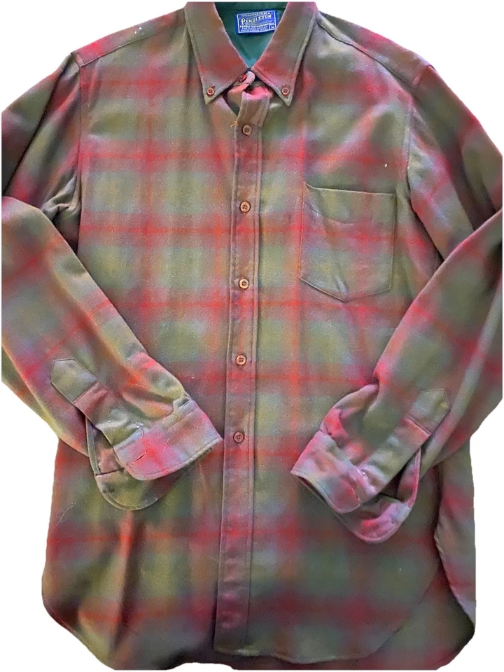 PENDLETON, Women’s 100% Vigin Wool Red/Brown Button Down Plaid Shirt, Sz M. - Image 2 of 4