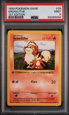 Pokemon Card Growlithe 28/102 1st Edition PSA 9 Game