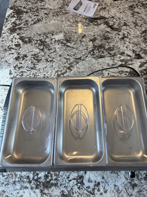 Oster Buffet Server And Warming Tray 3 -1.5 qt Buffet Pans Heat Electric
