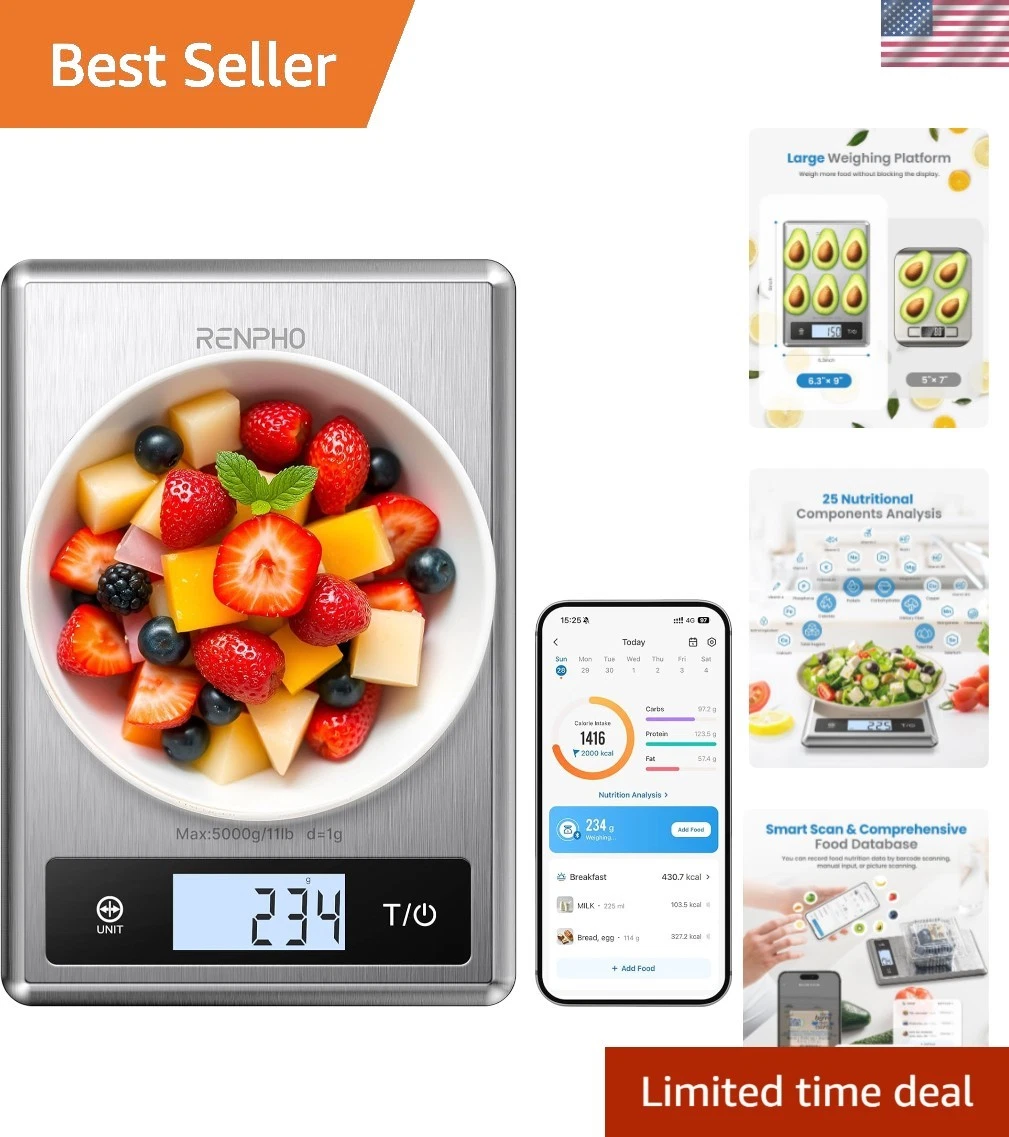 Digital Food Scale with Nutritional Calculator, Smart Food Kitchen Scale, Foo...