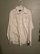 Wranglers Men s WESTERN White Dress Shirt with Pearl Dome Snaps Sz XL