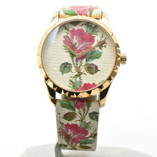 [Near MINT] Gucci G Timeless 126.4 Floral White Dial Flower Rose Quartz Watch JP