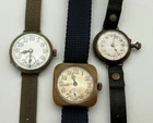 Lot Of 3 WWI Antique 1910's Swiss Watches Paskar Racine Aubry USMC RUNS