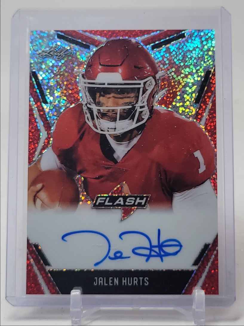 Jalen Hurts Leaf Flash Autographs Portrait #PAJH1 Red