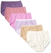 Hanes Women's Underwear Briefs Pack, 6-Pack, Cotton Brief Panties for Women, Moi