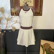 Nike Court Dri-Fit Slam Tennis Dress Back Cut Out Mesh Pleats - Sz XL     