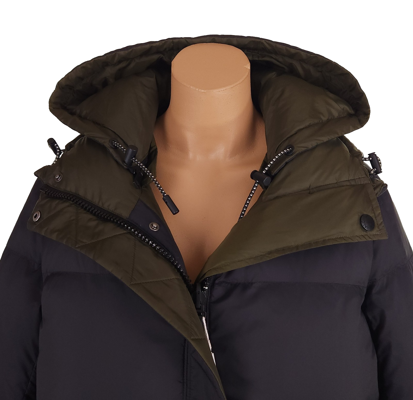 Piumino reversibile Yves Salomon YS esercito 34 XS donna cacciatore verde nero $1175