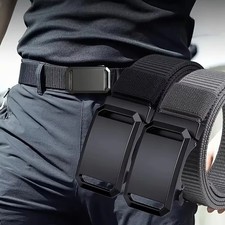 Men  s Ratchet Nylon Tactical Belt Automatic Slide Buckle Adjustable Web Belt