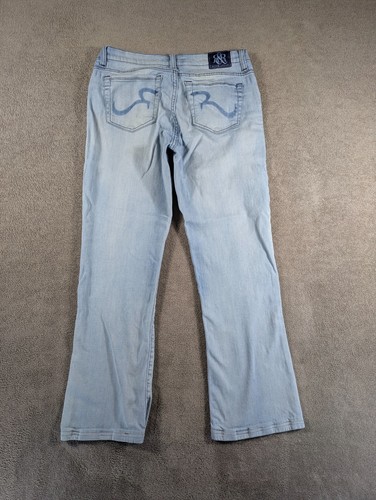 Jeans Rock & Republic donna 12 blu denim cotone elasticizzato lavaggio leggero gamba bootcut - Foto 2 di 15