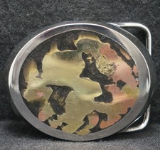 XB17107 NOS VINTAGE 1970s ABSTRACT ARTWORK UNISEX FASHION BELT BUCKLE