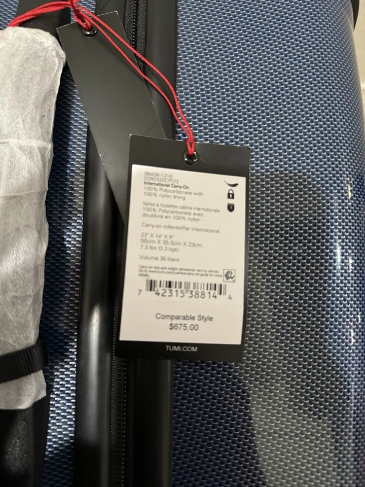 Tumi 22” Vapor Continental Equipaje de Mano Spinner Duro 98405-1216 $675 Nuevo con Etiquetas Azul Foto 4 de 4