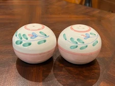 Vintage Caleca Pink Garland Round Salt and Pepper Shaker Set