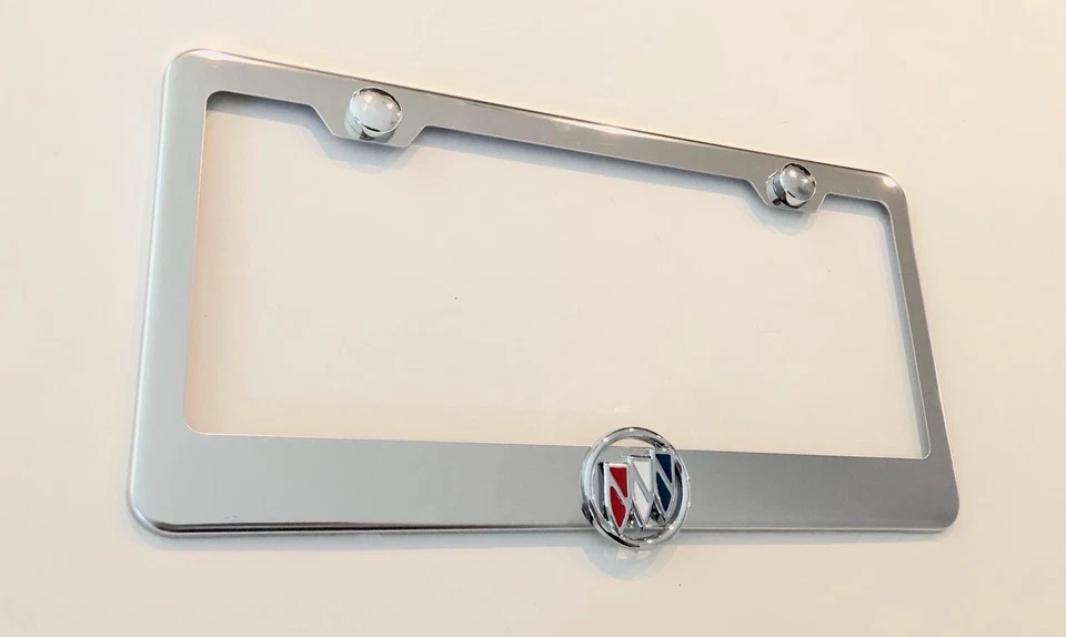 3D Buick Emblem Stainless Steel License Plate Frame Rust Free W/ Caps - Image 2 of 4