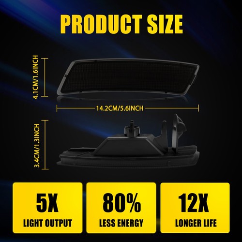 2x Smoked Lens White LED Front Side Marker Lights For 2012-2023 VW Beetle Tiguan - Picture 6 of 21